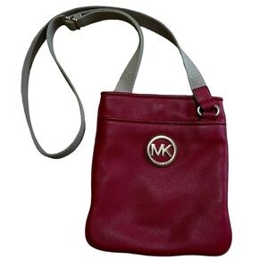 Michael Kors Red Fulton Cross Body Pebble Leather Bag